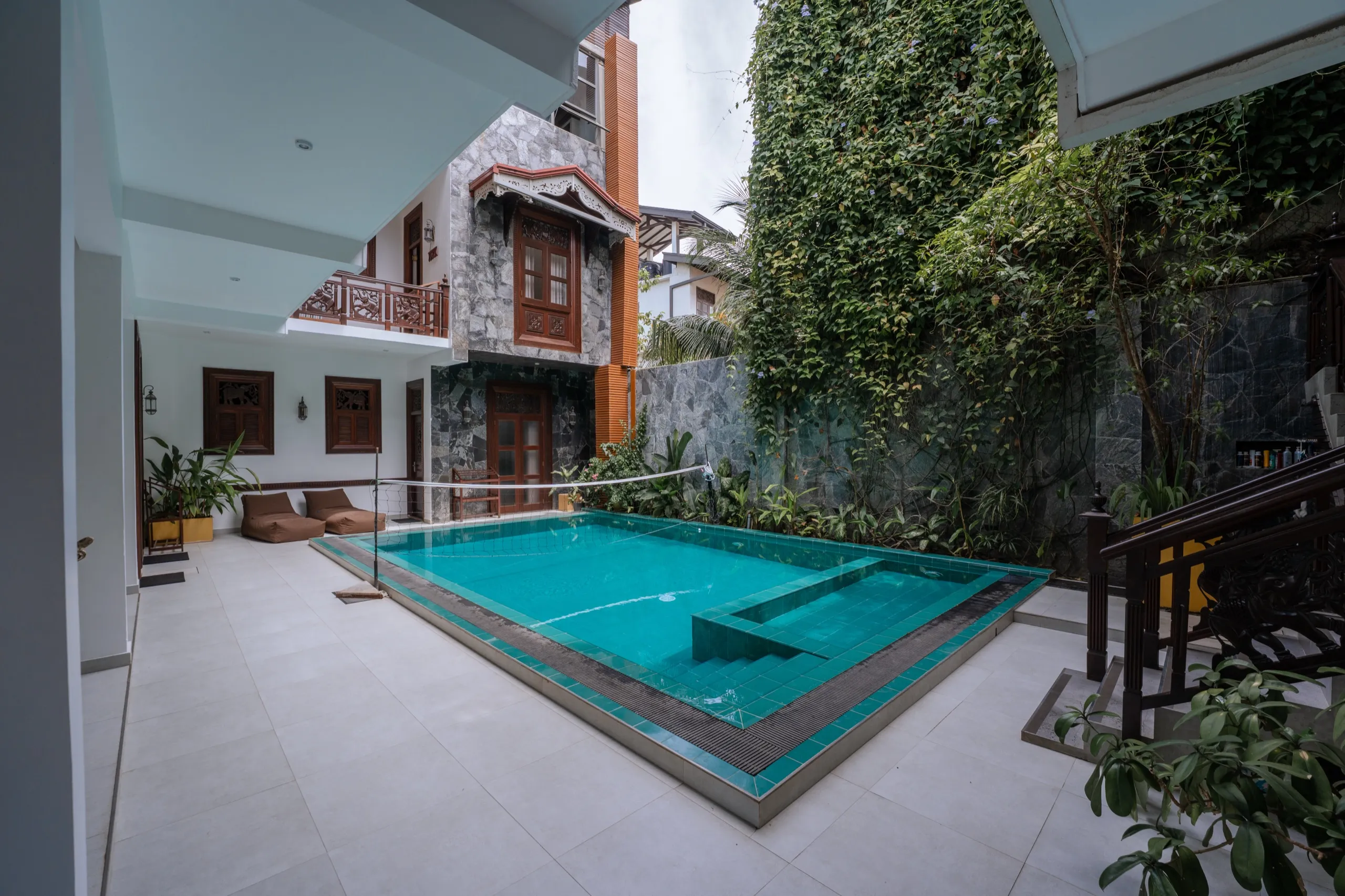 The swimming pool in the main villa courtyard