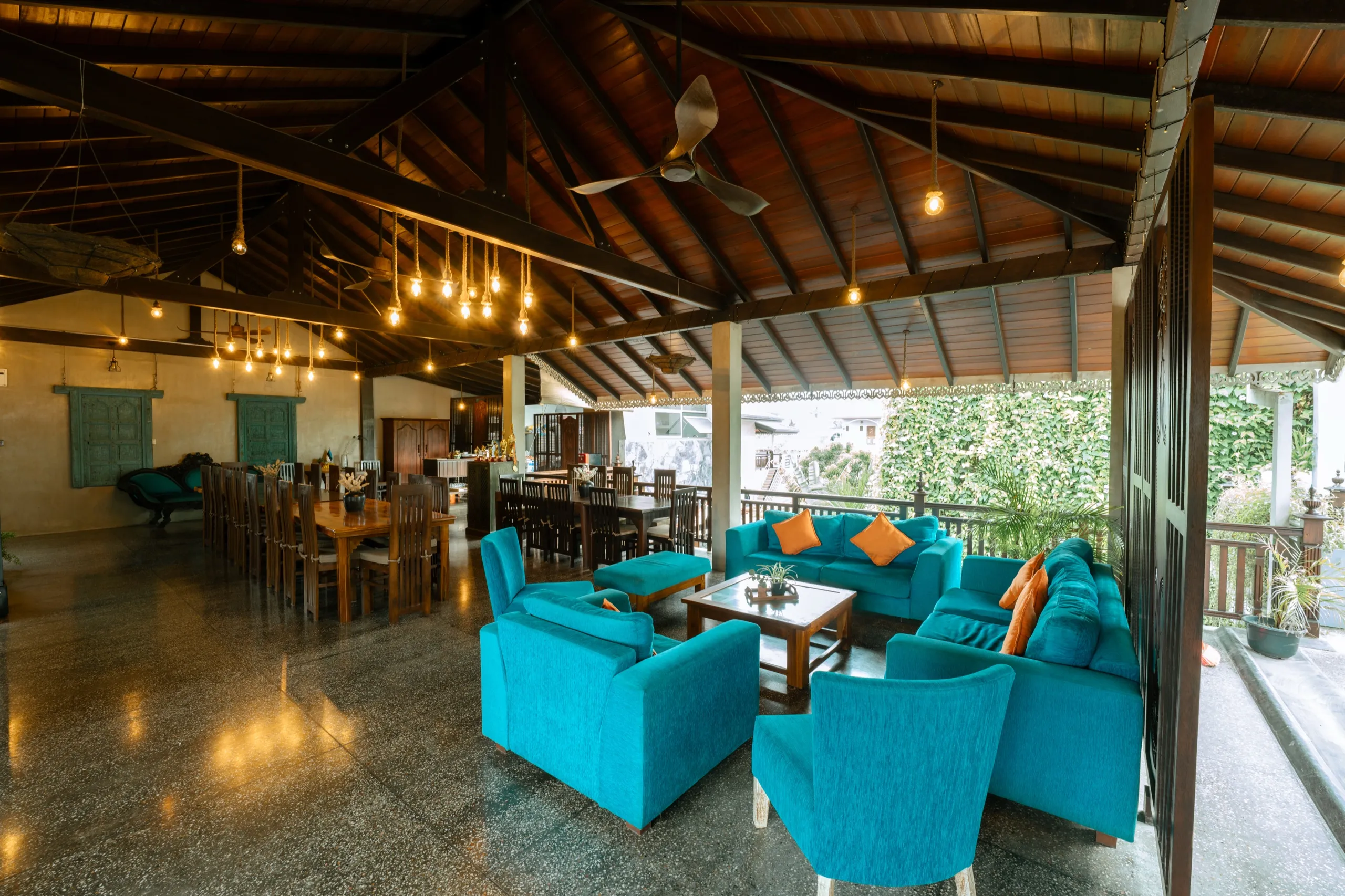 The restaurant on the villa's third floor